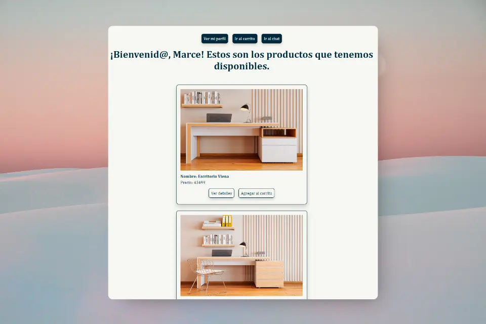 Captura de pantalla del proyecto WEB | E-commerce | Backend